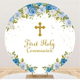 Lofaris Circle First Holy Communion Blue Happy Birthday Backdrop